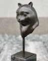 Moderní bronzová socha - Kočičí hlava - kočka
