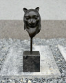 Moderní bronzová socha - Kočičí hlava - kočka