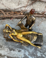 Bronzová soška - Nahá žena a otrok - Turecký Hamam