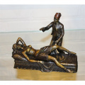 Bronzová soška - Nahá žena a otrok - Turecký Hamam 