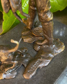 Bronzová figurka soška Myslivec a honicí pes